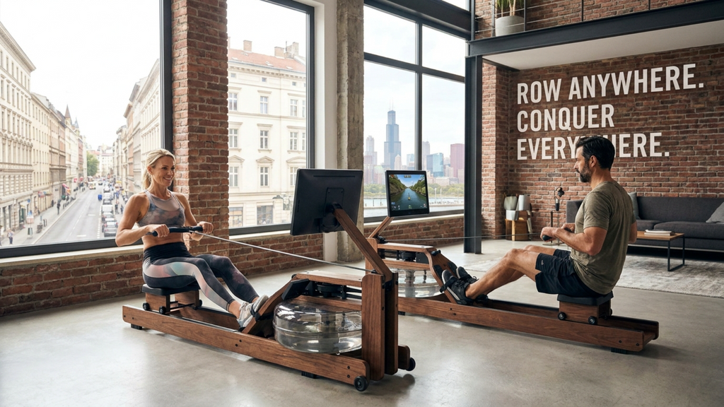 Apex 3-in-1 Magnetic Resistance Rower: Heavy-Duty Full-Body Workout Station with LED Console